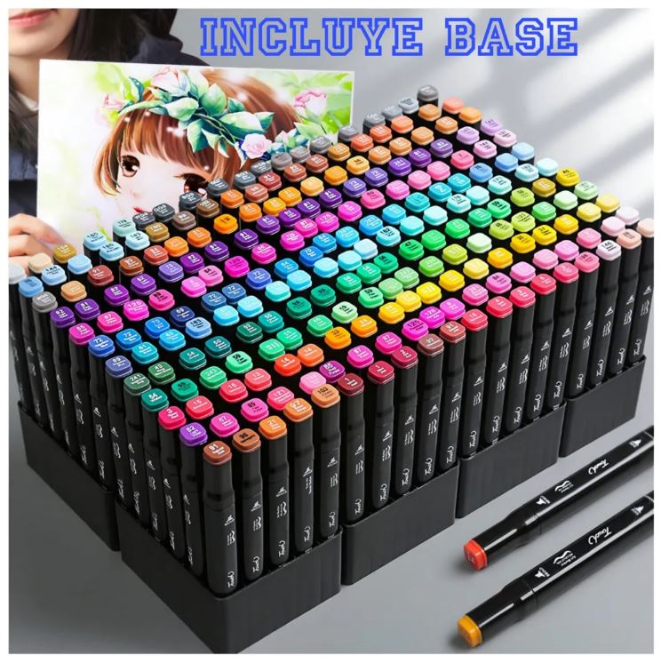 Set Completo De 168 Plumones Marcadores Doble Punta Con Estuche – Ideal Para Niños, Estudiantes y Artistas