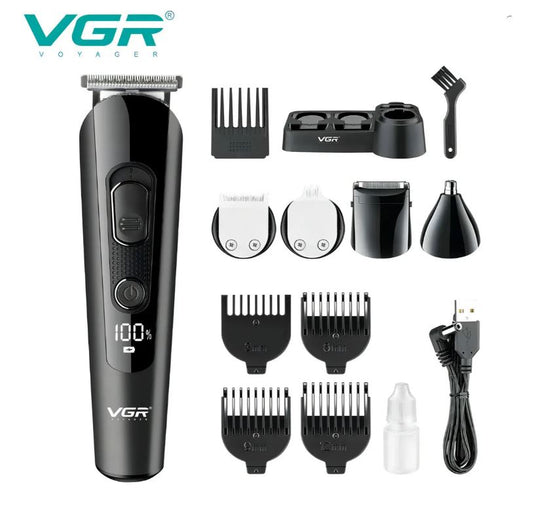 Maquina 5 en 1 Afeitadora-Patillera y Barbera Profesional VGR-175 Inalámbrica + accesorios