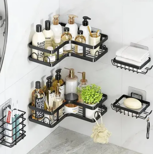 Estante Organizador Esquinero para Ducha y Pared de Baño 5 Piezas | Antióxido, Adhesivo y Fácil de Instalar