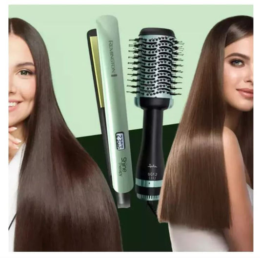 Combo Plancha Remington + Cepillo Alisador Remilngton Avocado Aguacate Profesional