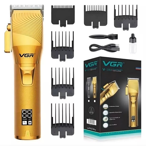 Máquina Peluquera, Afeitadora y Patillera Profesional VGR-280 Inalámbrica + Accesorios