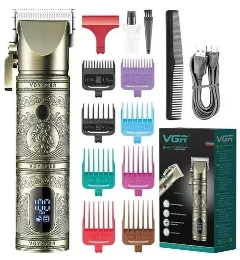Máquina Afeitadora, Patillera y Barbera VGR-697 Inalámbrica. Corte preciso, batería duradera y accesorios completos para un look profesional.