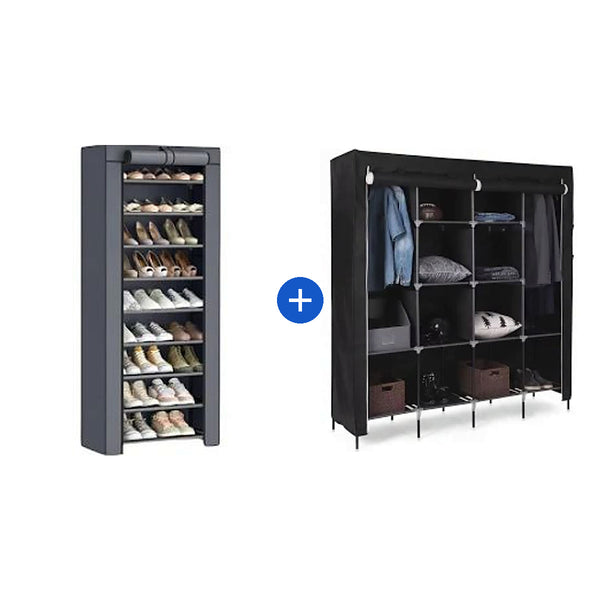 Combo Closet Total: Zapatero 10 Niveles + Armario Clóset 4 Cuerpos