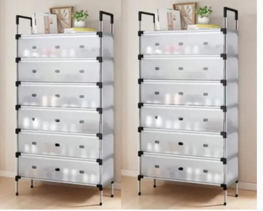Set x2 Zapatero Organizador de Calzado 18 Pares con Tapa – Zapatero 6 Niveles para Zapatos