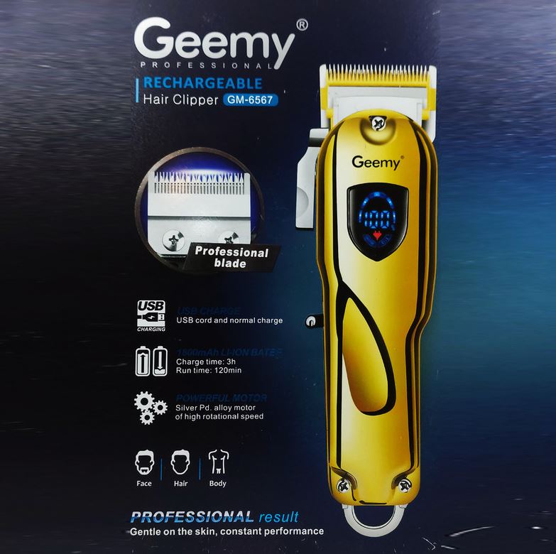 Maquina De Peluqueria Inalámbrica Profesional Geemy 6567 + Accesorios