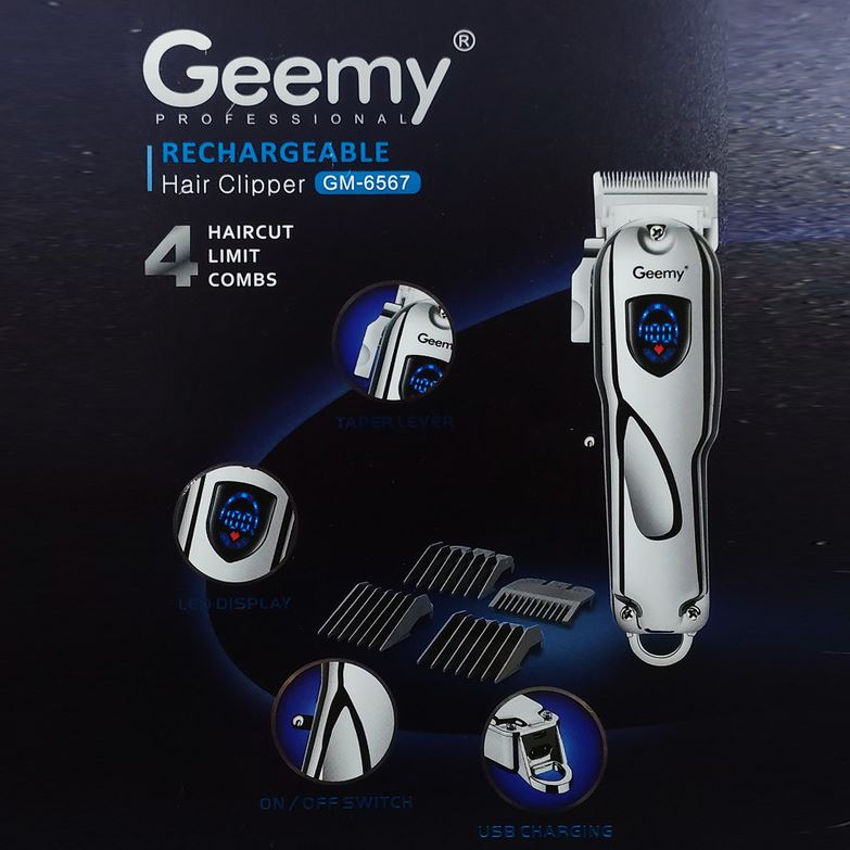 Maquina De Peluqueria Inalámbrica Profesional Geemy 6567 + Accesorios
