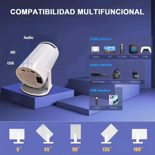 Video Beam Doméstico HY300 Blanco – 110V/220V Cine en Casa Portátil