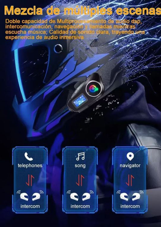 Intercomunicador Casco Moto Bluetooth Q58 Set x2 con Música