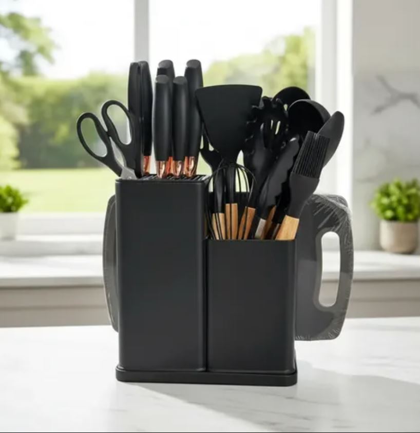 Set de utensilios de cocina 19 piezas color negro