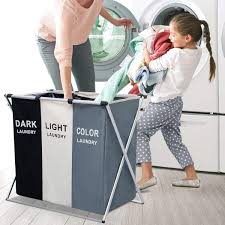 Cesto plegable para ropa sucia de tela Oxford con secciones