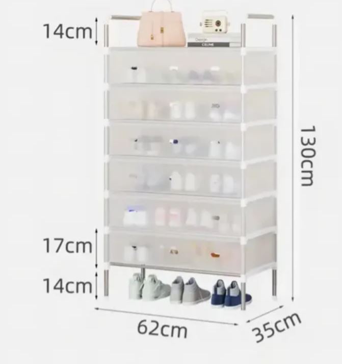 Set x2 Zapatero Organizador de Calzado 18 Pares con Tapa – Zapatero 6 Niveles para Zapatos