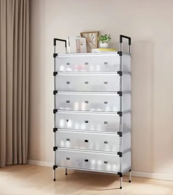 Set x2 Zapatero Organizador de Calzado 18 Pares con Tapa – Zapatero 6 Niveles para Zapatos