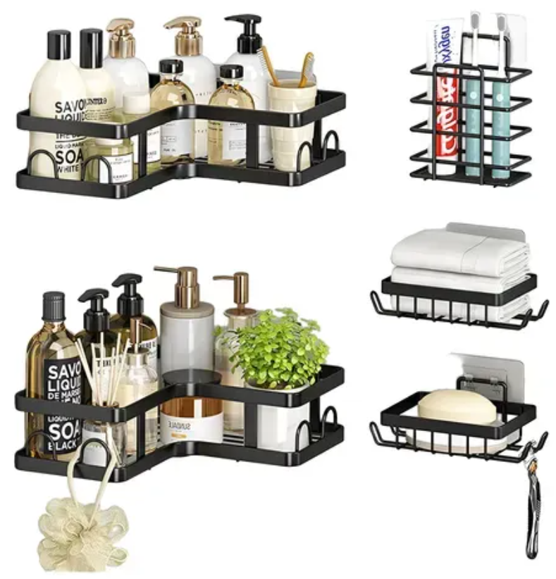 Estante Organizador Esquinero para Ducha y Pared de Baño 5 Piezas | Antióxido, Adhesivo y Fácil de Instalar