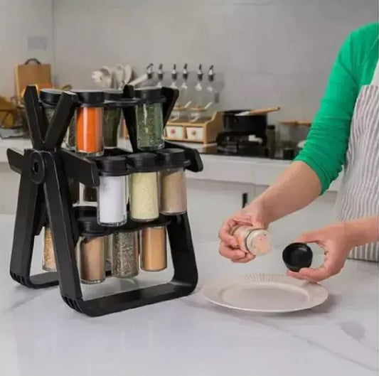 Condimentero Giratorio 360° x 18 Frascos Vidrio - Organizador de Cocina-Especiero