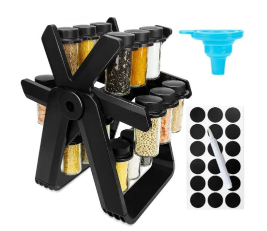 Condimentero Giratorio 360° x 18 Frascos Vidrio - Organizador de Cocina-Especiero