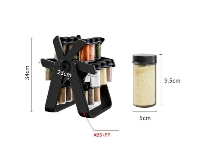 Condimentero Giratorio 360° x 18 Frascos Vidrio - Organizador de Cocina-Especiero