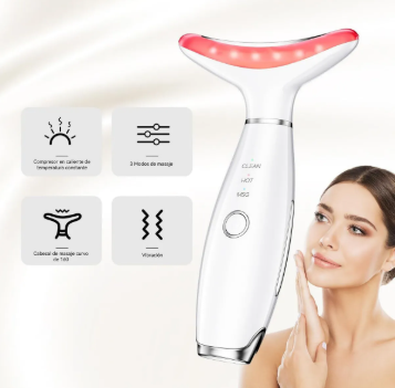 Masajeador Facial HY69 – Rejuvenecedor Portátil con Vibración y Calor