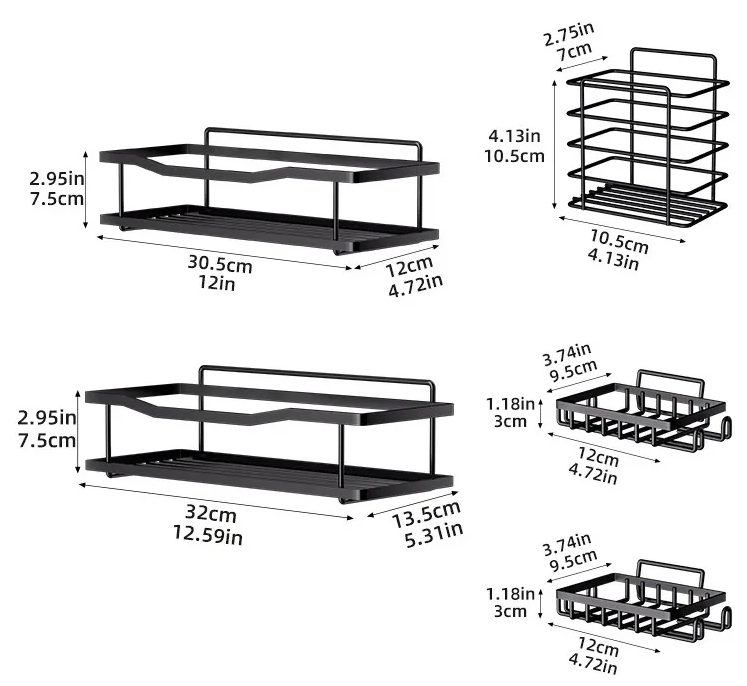 Estante Organizador Esquinero para Ducha y Pared de Baño 5 Piezas | Antióxido, Adhesivo y Fácil de Instalar