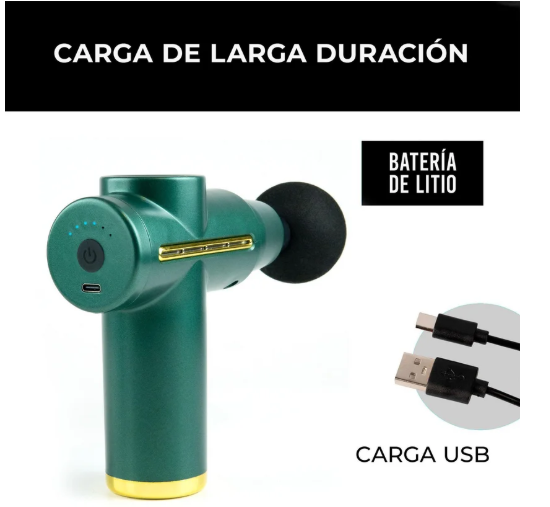 Masajeador de Pistola RF-723 – 6 Niveles de Intensidad con 4 Cabezas Intercambiables