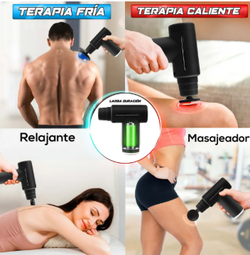 Pistola Masajeadora Percutora – 6 Niveles, Calor y Frío, Recargable USB