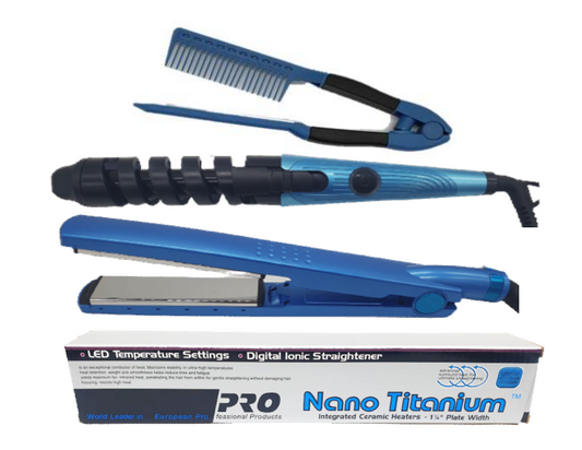 PLANCHA NANO TITANIUM EN COMBO (PLANCHA , RIZADOR & PEINE)