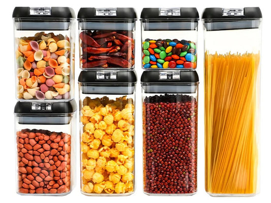Set de 7 Frascos Herméticos para Cocina – Organizador de Alimentos con Tapa