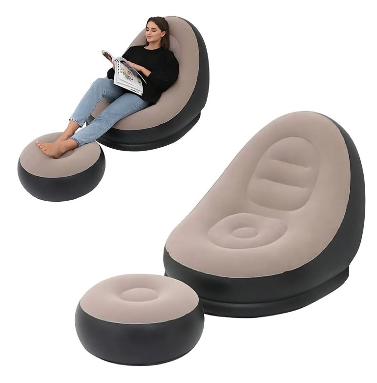 Sofa y Sillon Inflable con Puf Portatil + Bomba de Aire