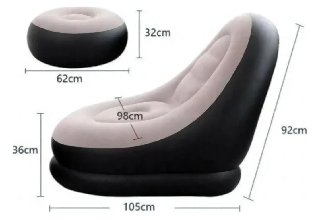 Sofa y Sillon Inflable con Puf Portatil + Bomba de Aire