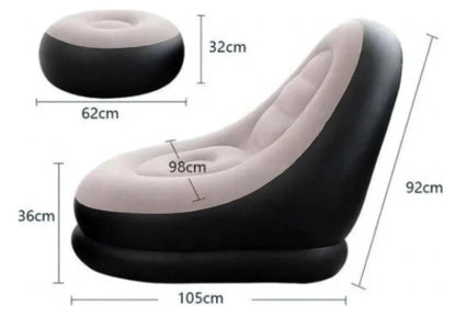 Sofá y Sillón Inflable con Puf Portátil y Bomba de Aire – foto 2