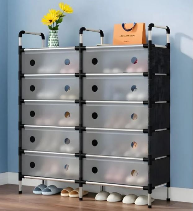 Zapatero Organizador de Calzado Doble con Tapa – Estante Armable 6 Niveles para Zapatos