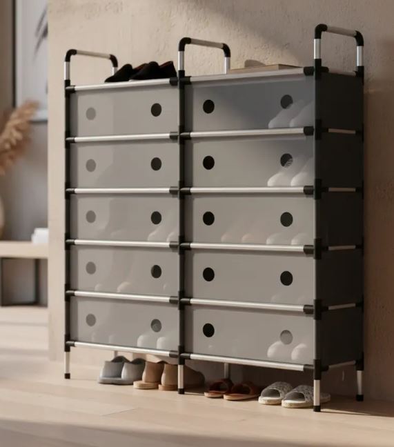 Zapatero Organizador de Calzado Doble con Tapa – Estante Armable 6 Niveles para Zapatos