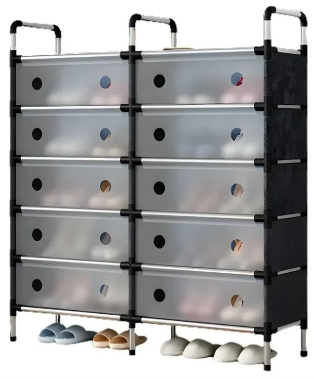 Zapatero Organizador de Calzado Doble con Tapa – Estante Armable 6 Niveles para Zapatos