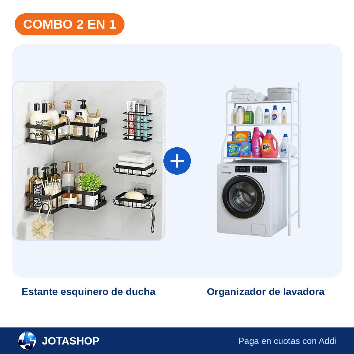 Combo Baño y Lavandería: Estante Esquinero de Ducha + Organizador de Lavadora – foto 2