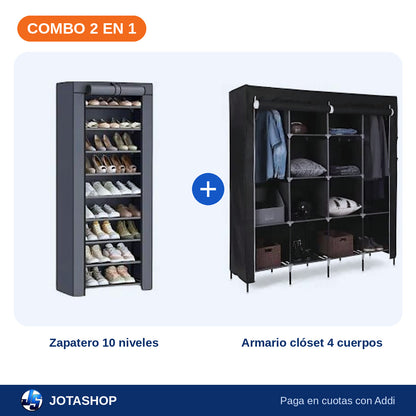 Combo Closet Total: Zapatero 10 Niveles + Armario Clóset 4 Cuerpos – foto 2