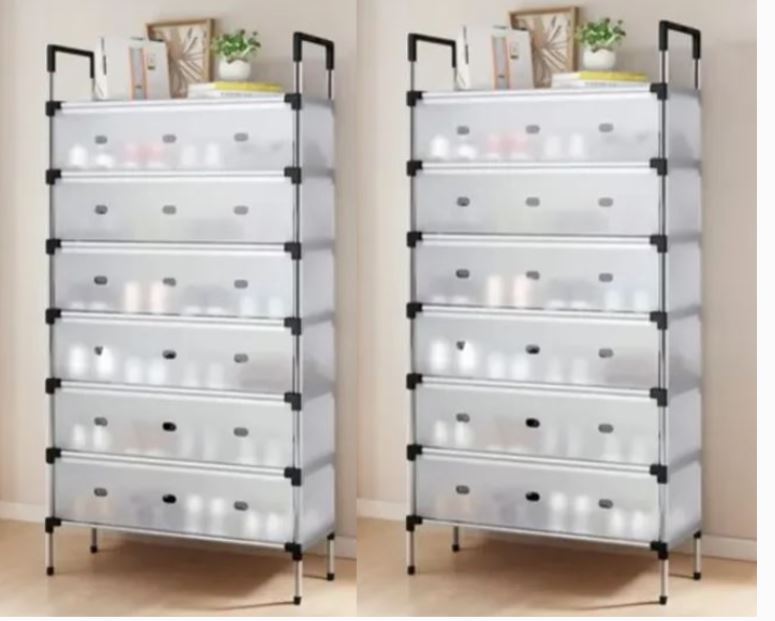Set x2 Zapatero Organizador de Calzado 18 Pares con Tapa – Zapatero 6 Niveles para Zapatos