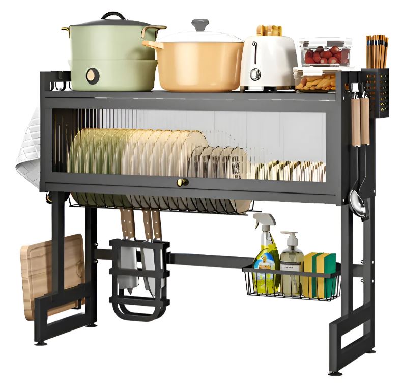 Escurridor de Platos para Cocina con Gabinete 65 cm, Secador de platos