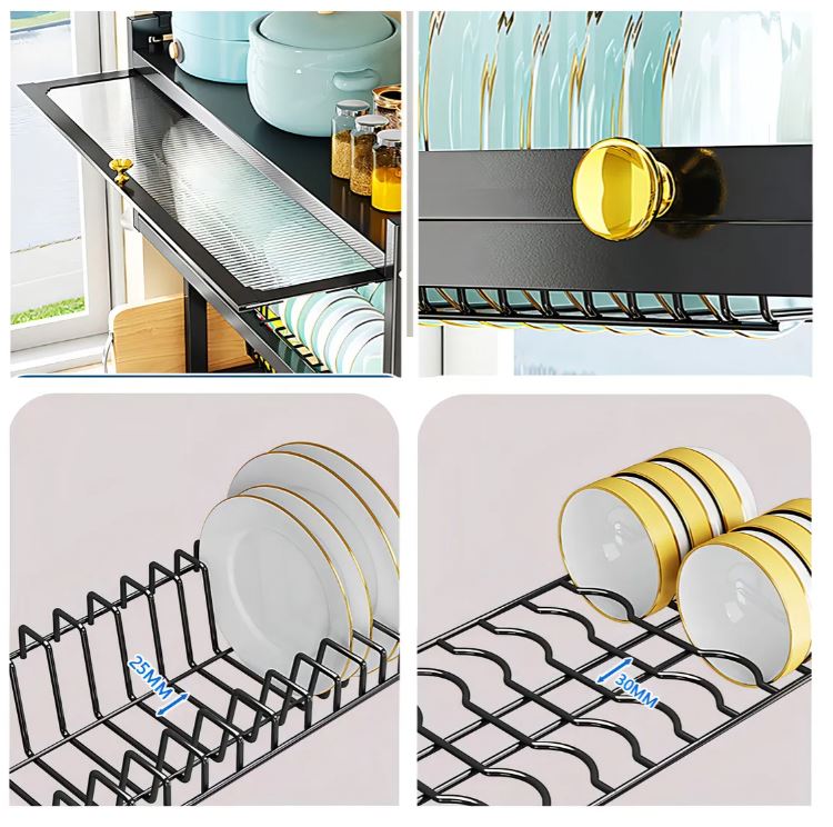 Escurridor de Platos para Cocina con Gabinete 65 cm, Secador de platos