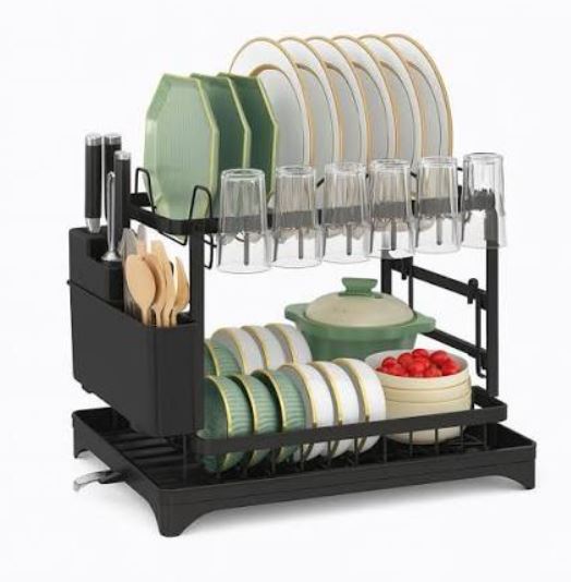 Escurridor de Vajilla 2 Niveles con Sistema de Desagüe – Organizador de Cocina