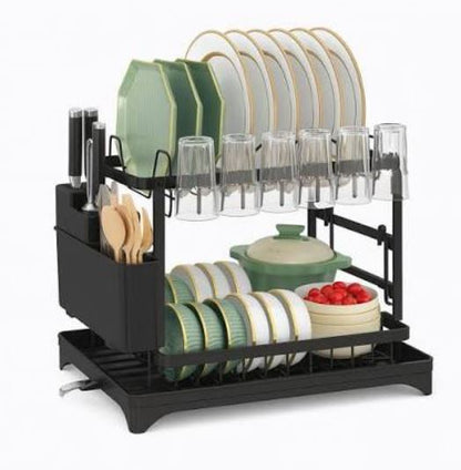 Escurridor de Vajilla 2 Niveles con Sistema de Desagüe – Organizador de Cocina