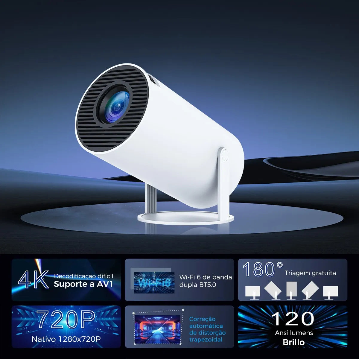 Video Beam Doméstico HY300 Blanco – 110V/220V Cine en Casa Portátil