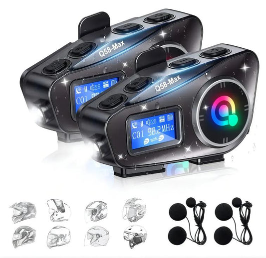 Intercomunicador Casco Moto Bluetooth Q58 Set x2 con Música