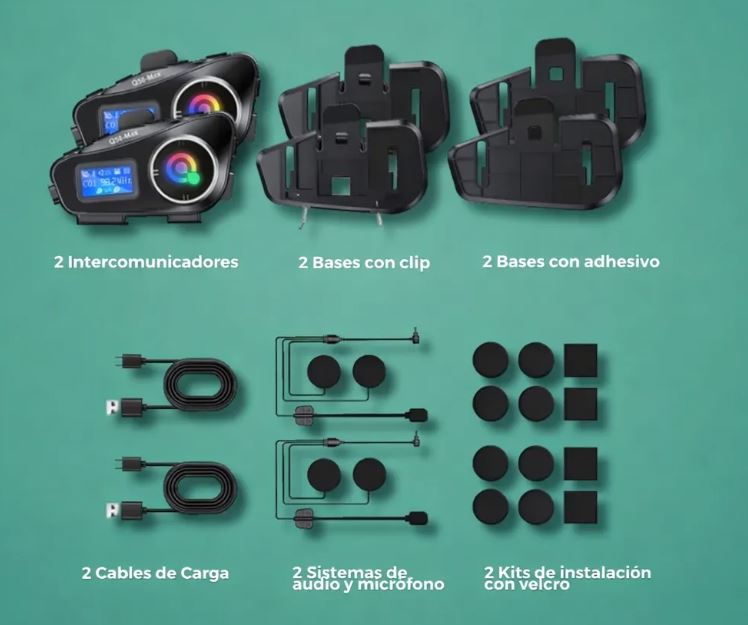 Intercomunicador Casco Moto Bluetooth Q58 Set x2 con Música