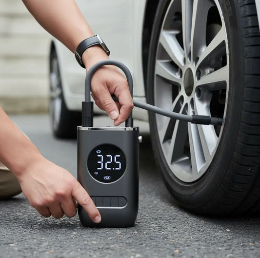 Inflador de Llantas Recargable con Pantalla Digital, Compresor de Aire para Carro, Moto, Bicicleta y Balones