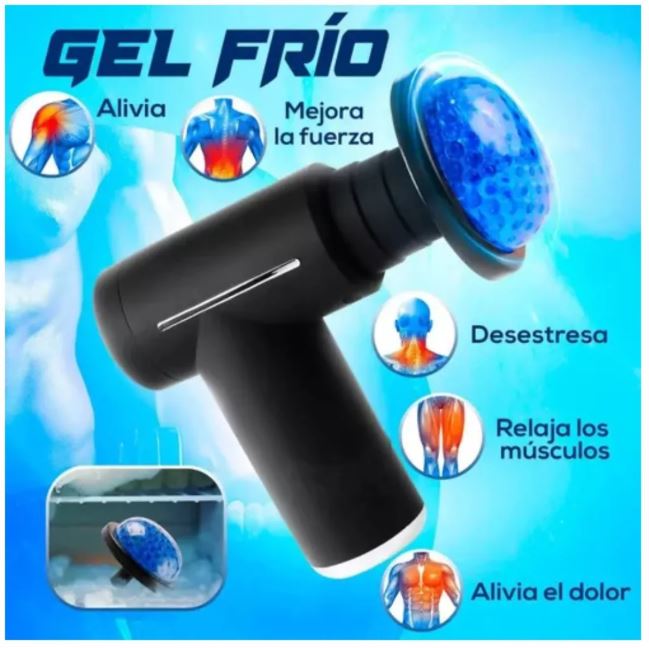 Pistola de Masaje Muscular Profesional con Terapia de Frío y Calor, 6 Cabezales y Batería Recargable