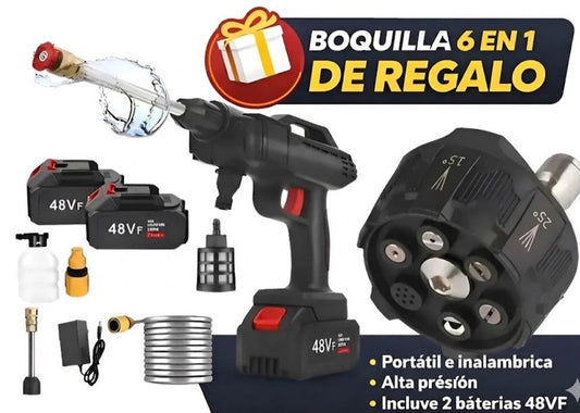 Hidrolavadora Portatil 48V con 2 Baterias Recargables 110V Negra