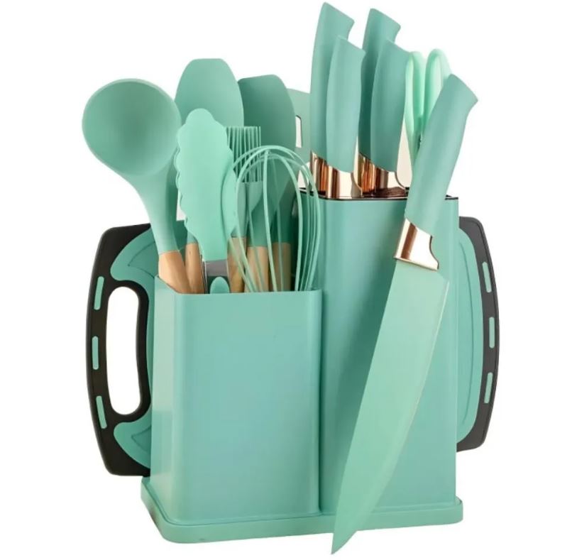 Set de utensilios de cocina 19 piezas color verde