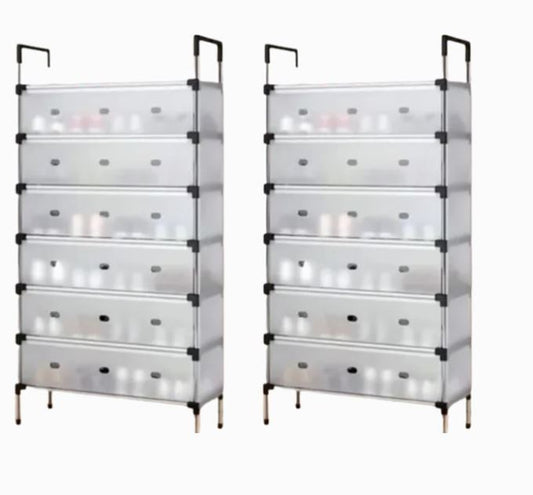 Set x2 Zapatero Organizador de Calzado 18 Pares con Tapa – Zapatero 6 Niveles para Zapatos